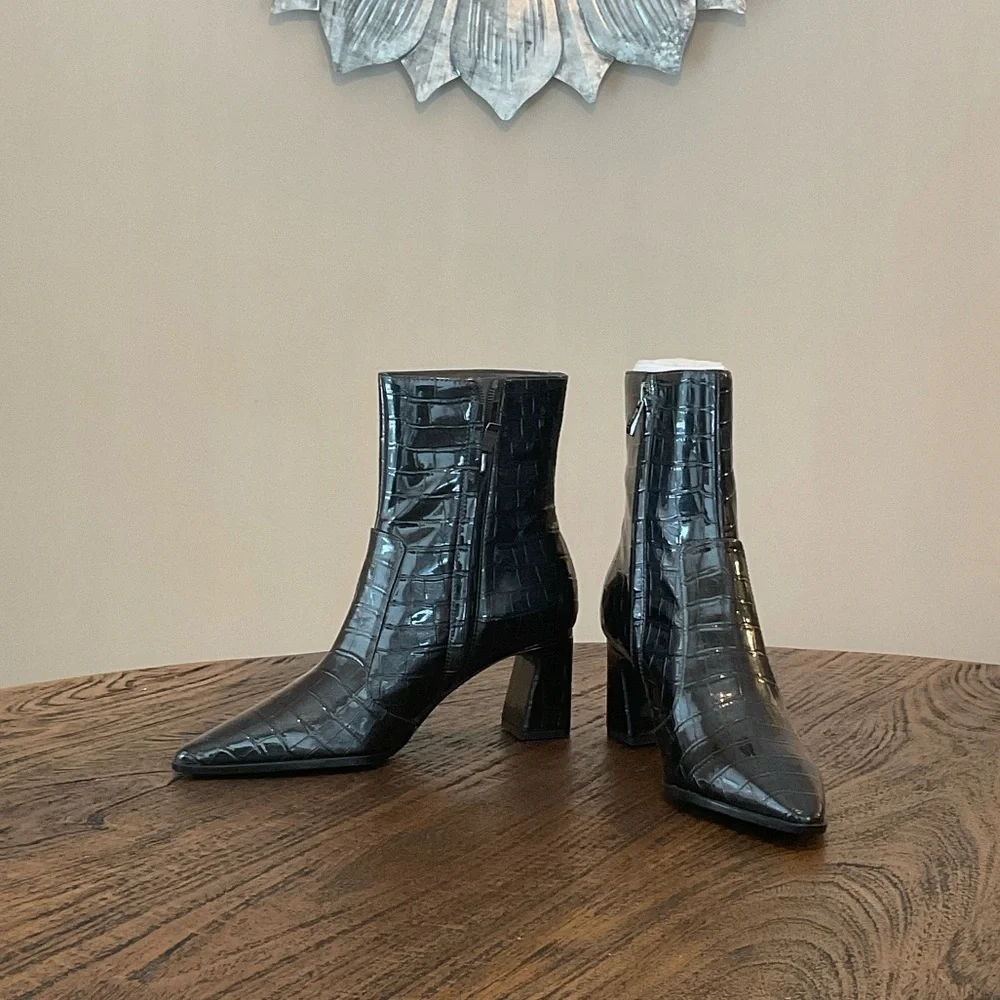DKNY Glossy Black Ankle Booties